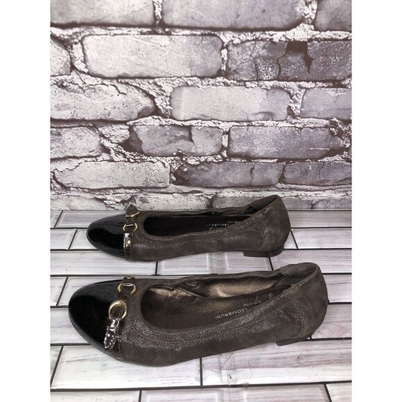 AGL Brown Suede Leather Cap Toe Strap Slip On Ballet Shoes Women Sz 38EU/7.5M US - Picture 1 of 16